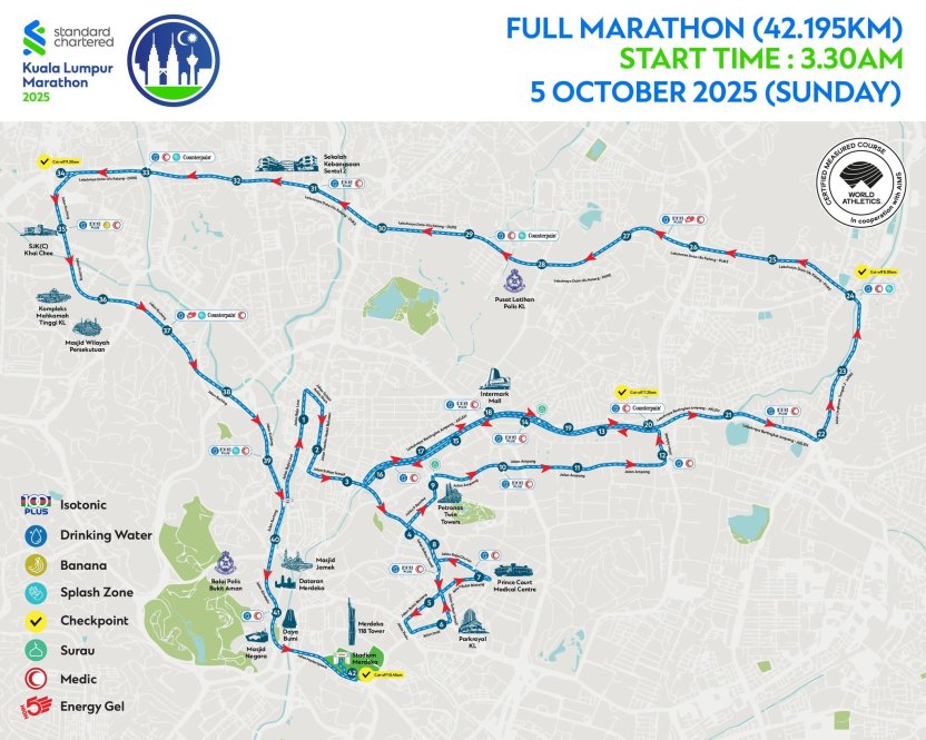 KLSCM 2025 Full Marathon Route KLSCM 2025 Full Marathon Route