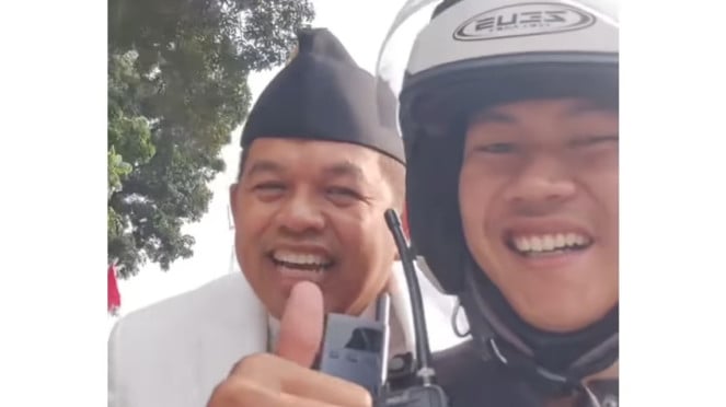 Gubernur Jawa Barat Dedi Mulyadi naik motor Pengawal Gubernur Jawa Barat Dedi Mulyadi naik motor Pengawal