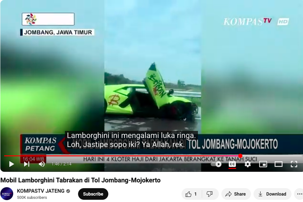 Lamborghini, kecelakaan, Tol Jombang-Mojokerto, Kecelakaan, Lamborghini Revuelto, jalan tol, lamborghini, Lamborghini Revuelto Tabrak Suzuki S-Presso di Tol Jombang