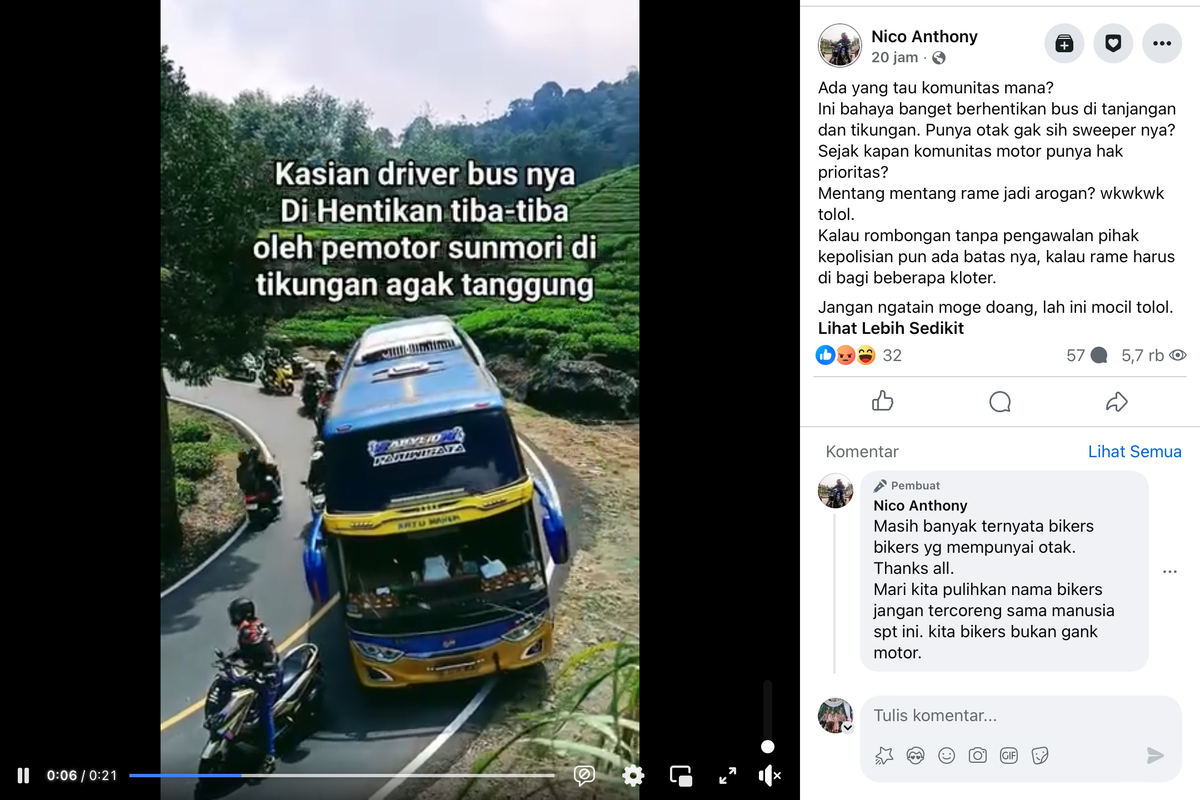 konvoi, konvoi motor, permintaan maaf, Pengendara NMAX, NMAX stop bus, komunitas nmax, Permintaan Maaf Komunitas Nmax yang Halangi Bus di Ciwidey